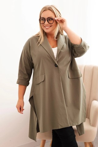 Narzutka damska Plus Size Punto z bawełną zapinana na guzik khaki uniwersalny
