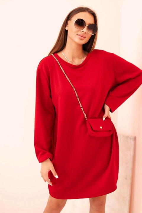 Sukienka damska wiskozowa Plus Size z torebką na łańcuszku czerwona uniwersalny Sukienka damska wiskozowa Plus Size z torebką na łańcuszku czerwona uniwersalny
