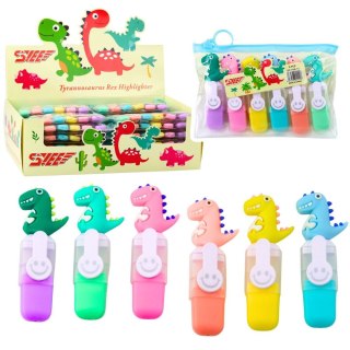 Zakreślacz Zestaw Mini Zakreślacze Z Dinozaurem W Etui Kolorow mix Lean (22408)