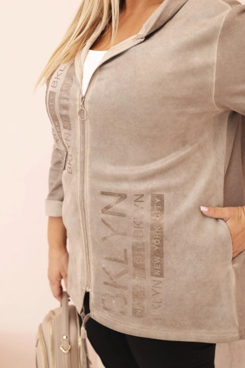 Bluza damska Plus Size dekatyzowana z kapturem i nadrukiem BKLYN fango uniwersalny