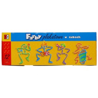 Farby plakatowe w tubach kolor: mix 30ml 12 kolor. Spółdzielnia JEDNOŚĆ